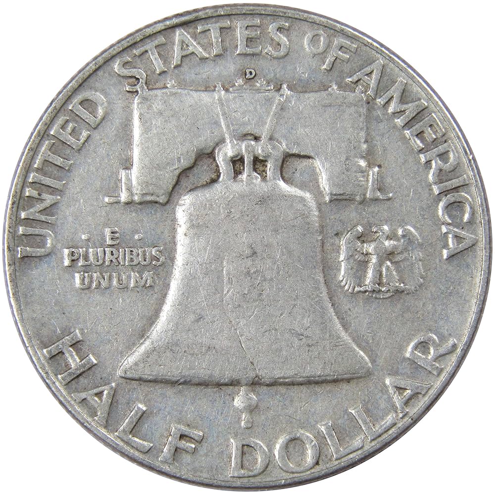 1958 D 50C MS 64 NGC認証 半ドルコイン MS64 1958-D 50C Franklin Silver Half Dollar, NGC- Fatty